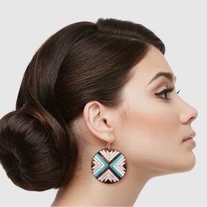 Chic Geometric Earrings with Pink and Blue Accents